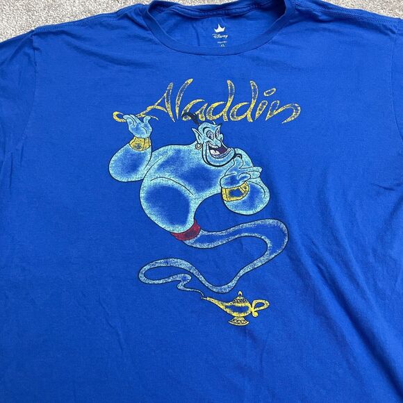 Disney Aladdin Graphic T-Shirt Mens XL Blue Crew Neck Short Sleeve Cotton Tee - Picture 3 of 8